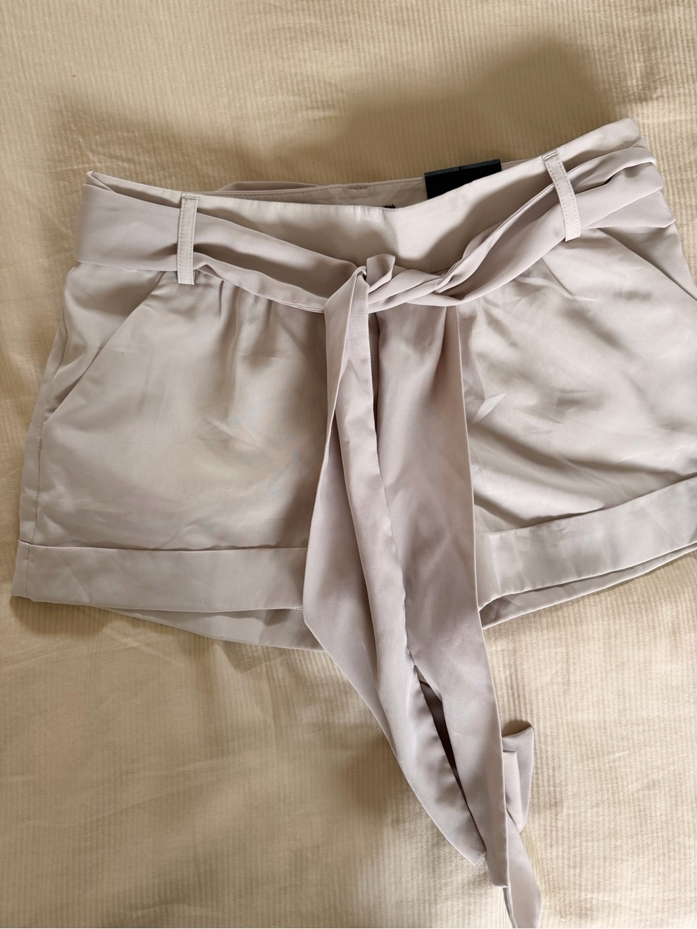 Express High-Waist Tie-Belt Shorts - Light Taupe